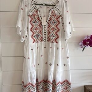 Sundance NWT White Embroidered Dress, XL